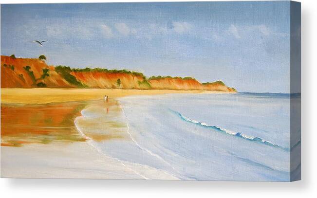 Seascape Canvas Print featuring the painting The Algarve by Heather Matthews