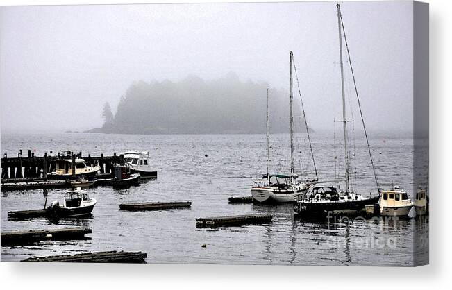 Fog Canvas Print featuring the digital art The Fog and The Island by Kirt Tisdale