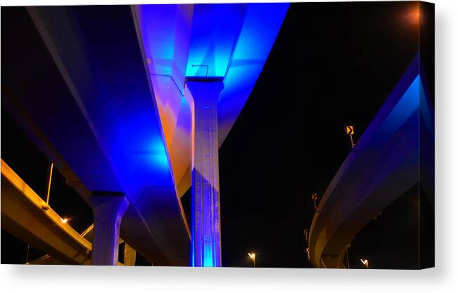 Tampa Florida Bridge Canvas Print featuring the photograph The Bridge by David Lee Thompson