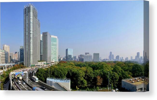 Treetop Canvas Print featuring the photograph Tokyo Morning View by Vladimir Zakharov