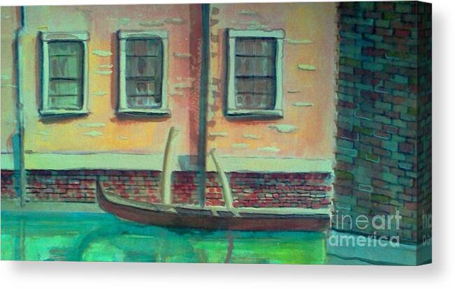 Venice Canvas Print featuring the painting Tucked into the Canal by Rita Brown