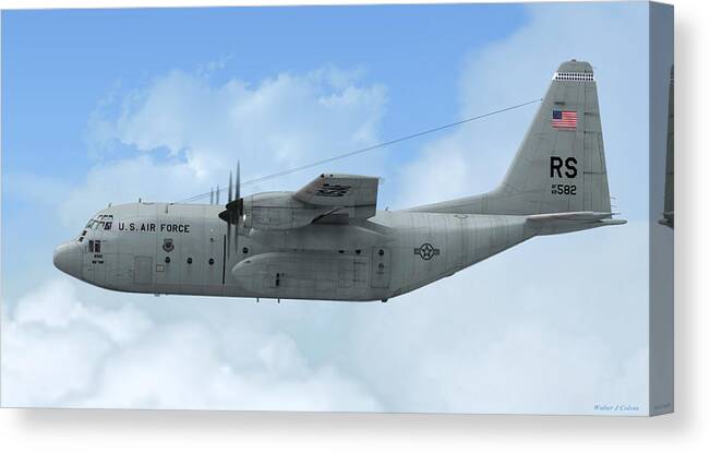 Hercules Canvas Print featuring the digital art U. S. Air Force C-130 Hercules by Walter Colvin