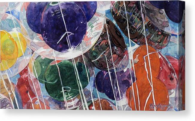 Balloons Canvas Print featuring the painting Up at Walt's Place by Jeffrey S Perrine