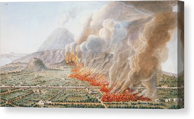 Vesuvius Canvas Print featuring the drawing View Of An Eruption Of Mount Vesuvius by Pietro Fabris