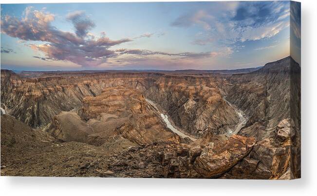 Vincent Grafhorst Canvas Print featuring the photograph Winding Fish River Canyon And Desert by Vincent Grafhorst