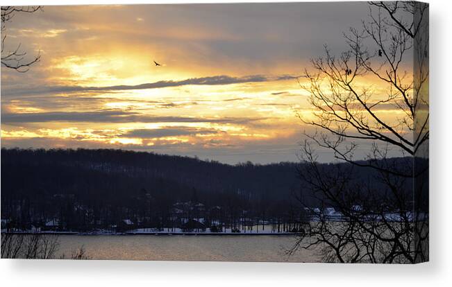 Lake Canvas Print featuring the photograph Winter Sunrise Lake Hopatcong by Maureen E Ritter