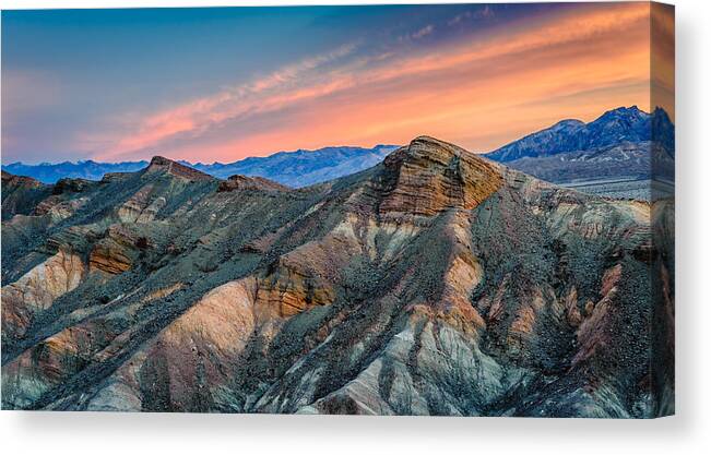 Zabriskie Point Canvas Print featuring the photograph Zabriskie Dawn In Another Direction - Death Valley National Park Photograph by Duane Miller