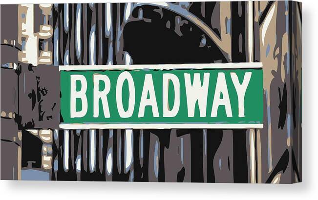 New York Broadway Sign Canvas Print featuring the photograph Broadway Sign Color 6 by Scott Kelley