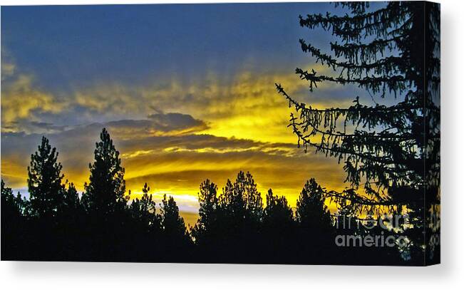 Sunrise Canvas Print featuring the photograph Firey Sunrise by Gary Brandes