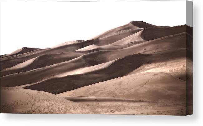 Sand Canvas Print featuring the photograph Footprints Into Copper Dunes by Adam Pender