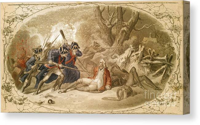 American Revolution Canvas Print featuring the photograph Hugh Mercer Wounded by Photo Researchers