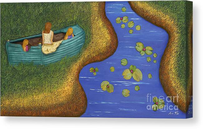 Boat Canvas Print featuring the mixed media Low Tide by Anne Klar