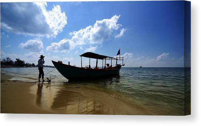 Arism-people&boat Canvas Print featuring the photograph People and Boat by Arik S Mintorogo