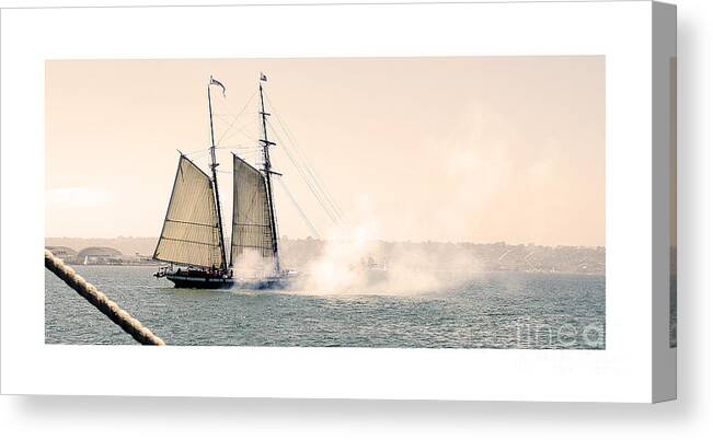 Sals Canvas Print featuring the photograph Sails and Cannons by Mary Jane Armstrong