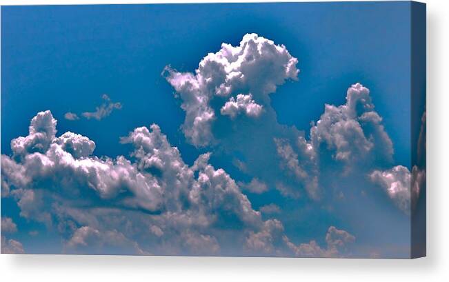 Sky Sculpture Varies Images In The Natural Clouds Expressing Mixed Emotions . What Do You See? Canvas Print featuring the photograph Sky Sculpture Mixed emotions by Robin Coaker