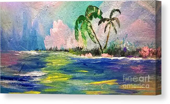 Beach Ocean View Palms Florida Canvas Print featuring the painting Sea ya #2 by James and Donna Daugherty