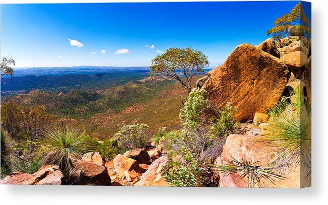 Wilpena Pound Flinders Ranges South Australia Australian Landscape Landscapes Outback Beautiful Sunny Day Canvas Print featuring the photograph Wilpena Pound #11 by Bill Robinson