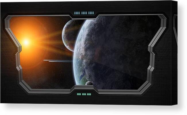 Spaceship Canvas Print featuring the digital art Spaceship #16 by Super Lovely