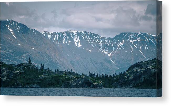 Tranquil Scene Canvas Print featuring the photograph Rocky Mountains Nature Scenes On Alaska British Columbia Border #20 by Alex Grichenko