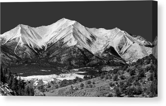Mt. Princeton Canvas Print featuring the photograph 210715-BW Mt. Princeton by Ed Cooper Photography