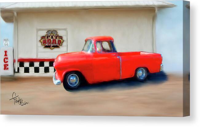 Paintings Of Cars Canvas Print featuring the painting Fire and Ice by Colleen Taylor