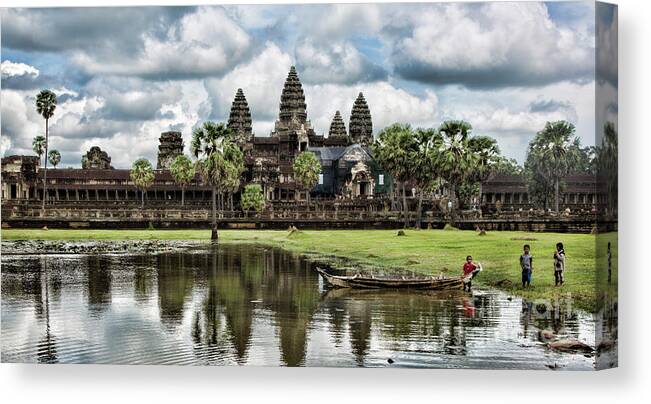 Angkor Wat Canvas Print featuring the photograph Angkor Wat Pano View by Chuck Kuhn