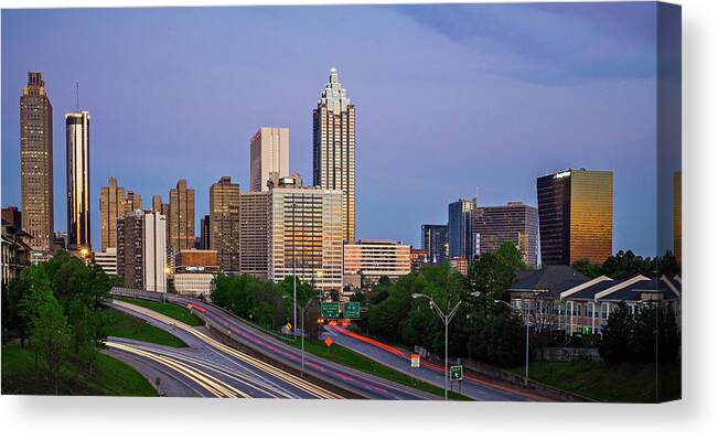 Skyline Canvas Print featuring the photograph Atlanta Georgia City Skyline Early Morning by Alex Grichenko