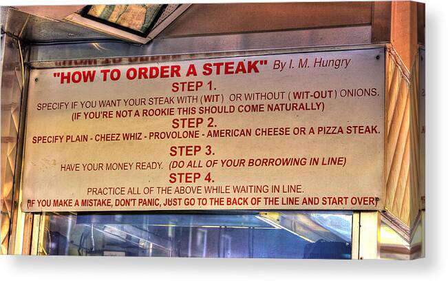Philadelphia Canvas Print featuring the photograph Back of the Line Texas Two-Steppers - This is the South Philly Four-Step at Pat's King of Steaks by Michael Mazaika