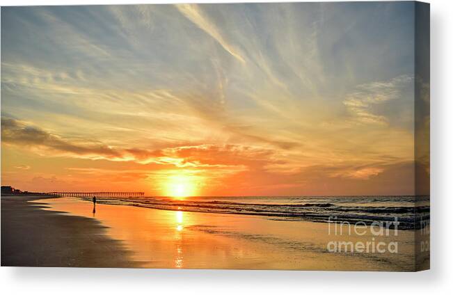 Sunrise Canvas Print featuring the photograph Beach of Gold by DJA Images