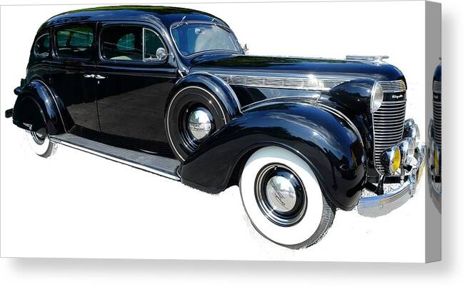 Vintage Canvas Print featuring the photograph 1937 Black Chrysler Imperial by Stacie Siemsen