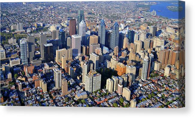 Large Format Aerial Of Philadelphia Canvas Print featuring the photograph Center City Philadelphia Large Format by Duncan Pearson