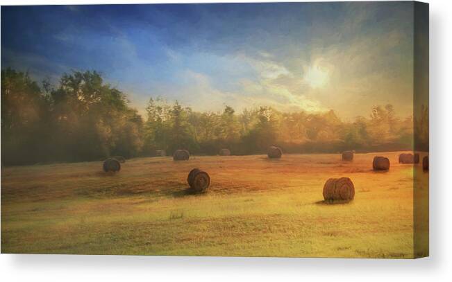 Field Canvas Print featuring the photograph Clayton Morning Mist by Lori Deiter