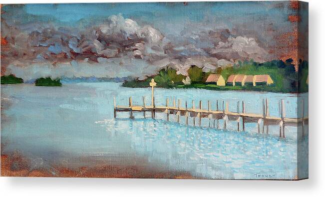 Ocean Canvas Print featuring the painting Coquina Bay Docking by Catherine Twomey