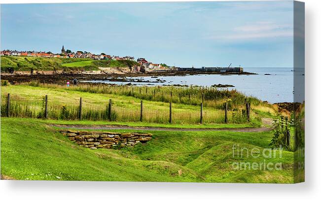 Pittenweem Canvas Print featuring the photograph Fife Coastal Pathway leading to Pittenweem by Mary Jane Armstrong