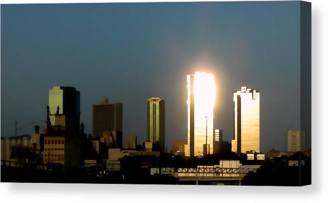 Fort Worth Skyline Canvas Print featuring the photograph Fort Worth Gold by Douglas Barnard