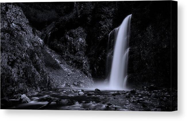 Flowing Canvas Print featuring the photograph Franklin Falls Black and White by Pelo Blanco Photo