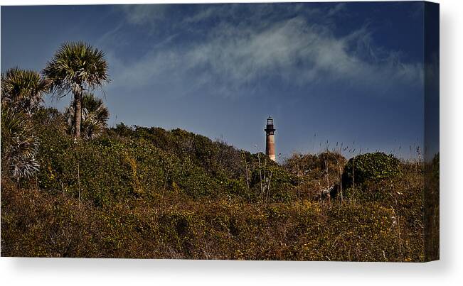 Lighthouse Canvas Print featuring the photograph From the Shores of Folly Beach by Deborah Klubertanz