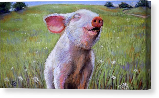 Pig Canvas Print featuring the pastel Hog Heaven by Susan Jenkins