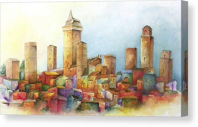 Italy Canvas Print featuring the painting Italy Buildings by Lael Rutherford