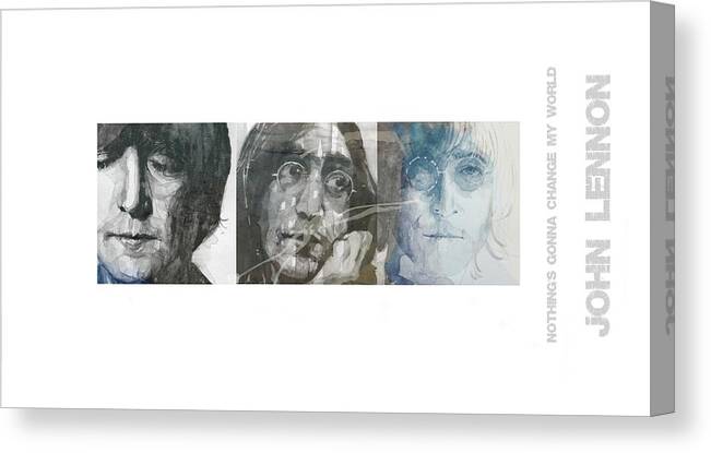 John Lennon Canvas Print featuring the mixed media John Lennon Triptych by Paul Lovering