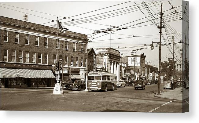 Kingston Corners Canvas Print featuring the photograph Kingston Corners Kingston PA Early 1950s by Arthur Miller