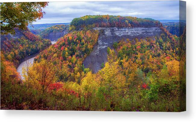 Great Bend Overlook Canvas Print featuring the photograph Letchworth Great Bend by Mark Papke