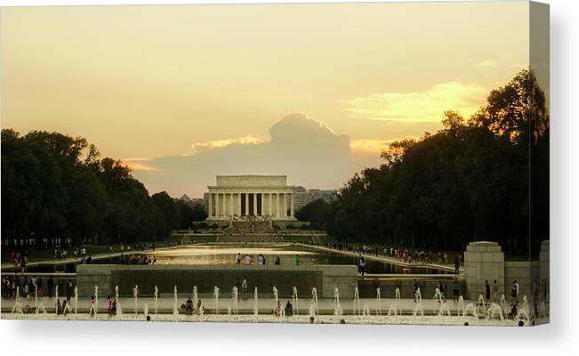 Sunset Canvas Print featuring the photograph Lincoln Memorial Sunset by Greg and Chrystal Mimbs