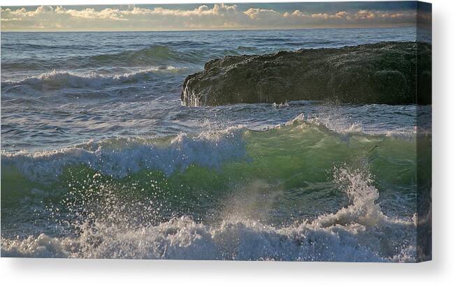 Waves Canvas Print featuring the photograph Crashing waves by Elvira Butler