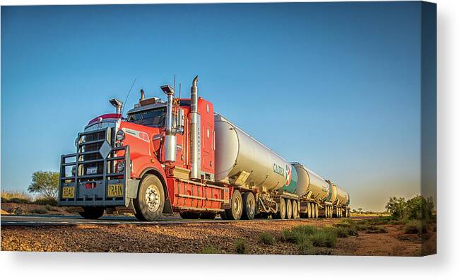 Australia Canvas Print featuring the photograph Petrol road train by Martin Capek