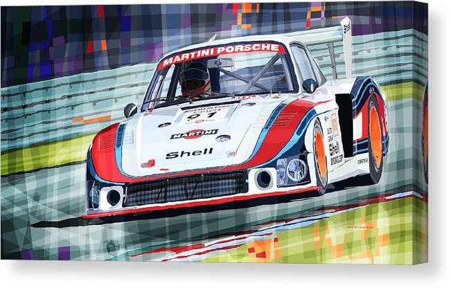 Automotive Canvas Print featuring the digital art Porsche 935 Coupe Moby Dick Martini Racing Team by Yuriy Shevchuk