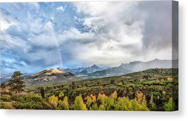 Art Canvas Print featuring the photograph Rainbow in the San Juan Mountains by Jon Glaser