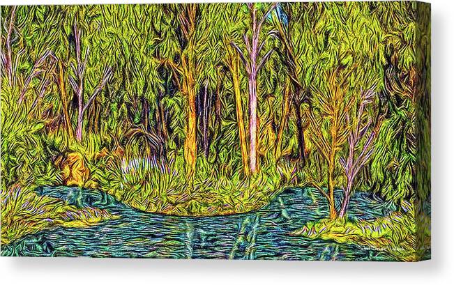 Joelbrucewallach Canvas Print featuring the digital art Reflections In Deep Forest by Joel Bruce Wallach