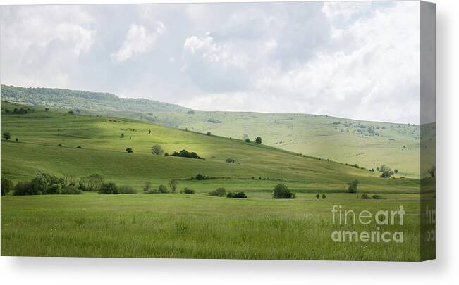 Clouds Canvas Print featuring the photograph Rolling Landscape, Romania by Perry Rodriguez