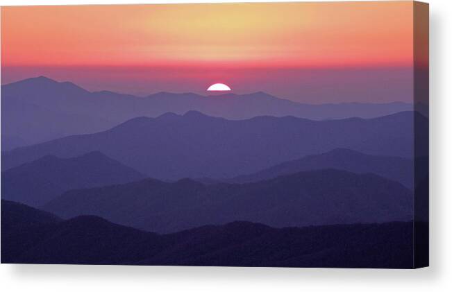 Landscape Canvas Print featuring the photograph Smoky Mountain Sunset from Clingmans Dome by William Slider